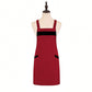 Kitchen Apron Adjustable Strap Apron with Contrast Trim and Dual Pockets for Cooking Work