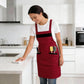 Kitchen Apron Adjustable Strap Apron with Contrast Trim and Dual Pockets for Cooking Work