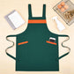 Kitchen Apron Adjustable Strap Apron with Contrast Trim and Dual Pockets for Cooking Work