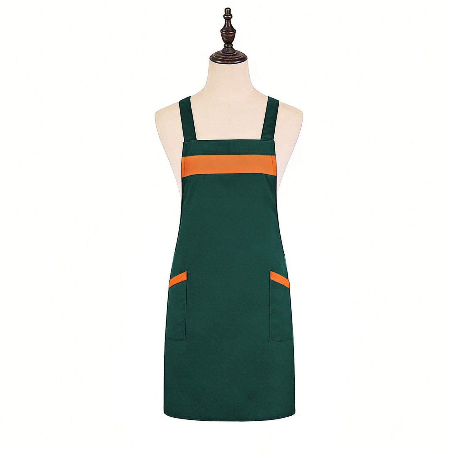 Kitchen Apron Adjustable Strap Apron with Contrast Trim and Dual Pockets for Cooking Work