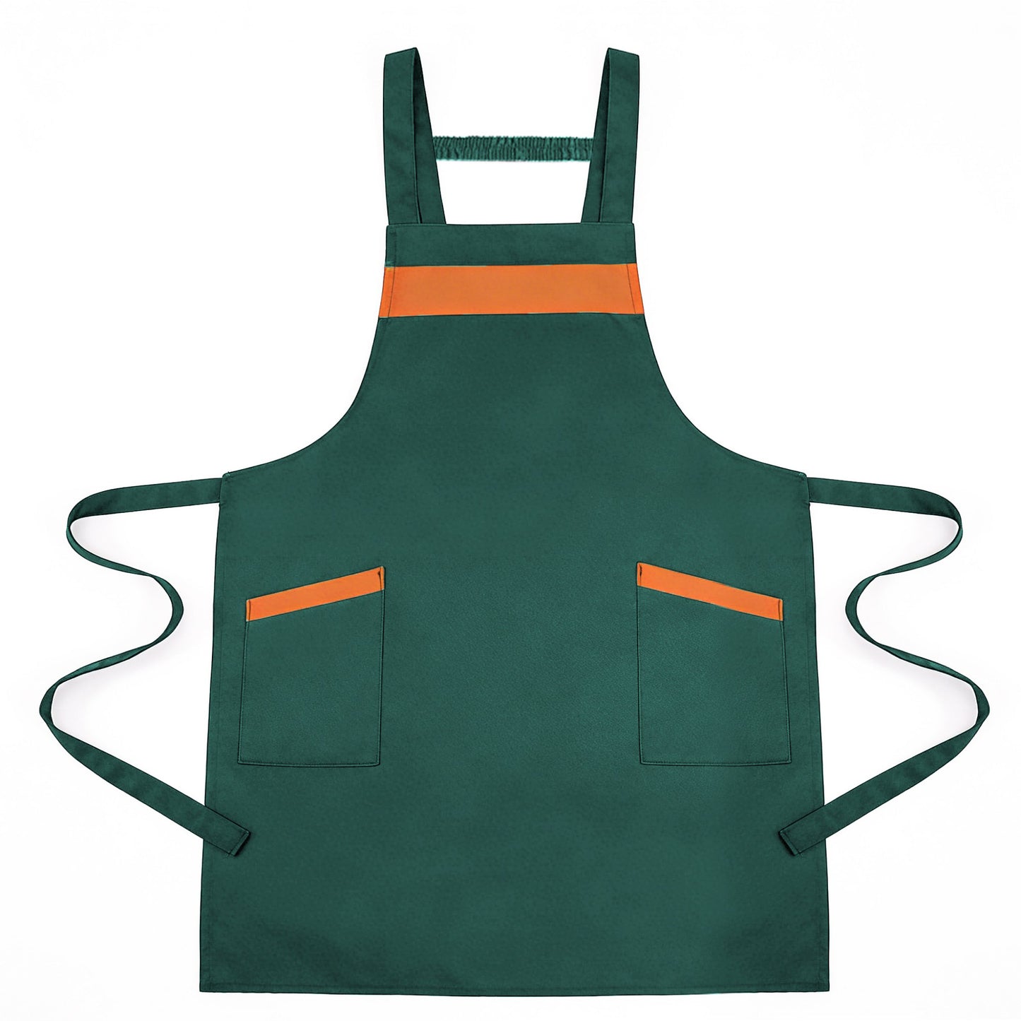 Kitchen Apron Adjustable Strap Apron with Contrast Trim and Dual Pockets for Cooking Work