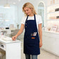 Kitchen Apron Polyester Adjustable Neck Apron with Pocket for Cooking Baking Work Use