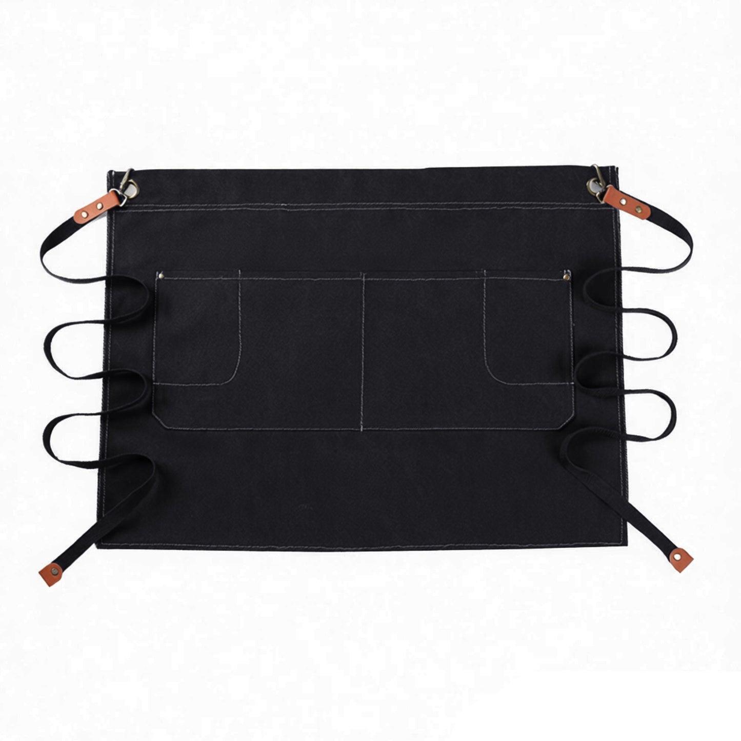 Waist Apron Cotton Work Apron with Multi Pocket Utility Design Adjustable Tie for Cooking Server