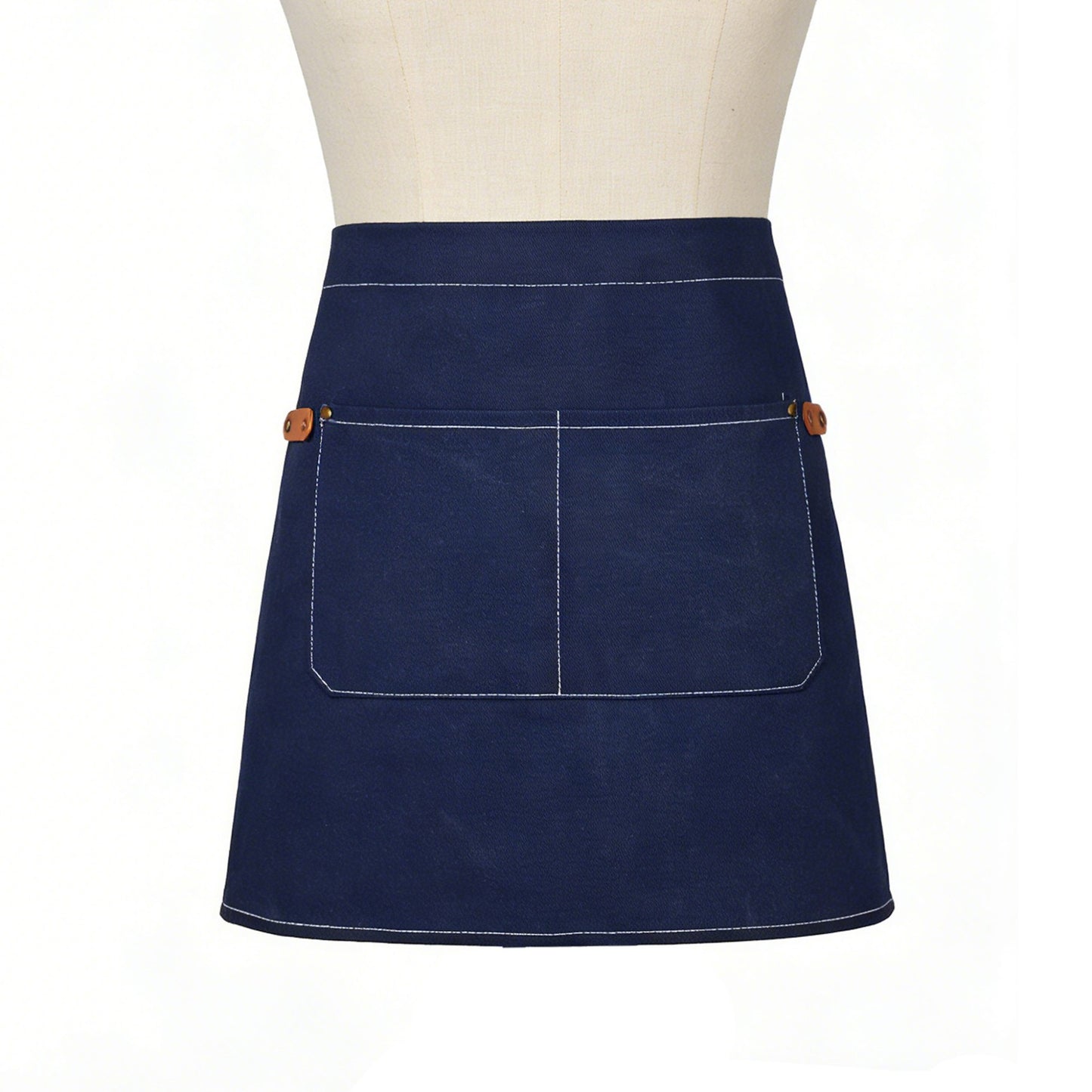 Waist Apron Cotton Work Apron with Multi Pocket Utility Design Adjustable Tie for Cooking Server