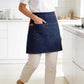 Waist Apron Cotton Work Apron with Multi Pocket Utility Design Adjustable Tie for Cooking Server