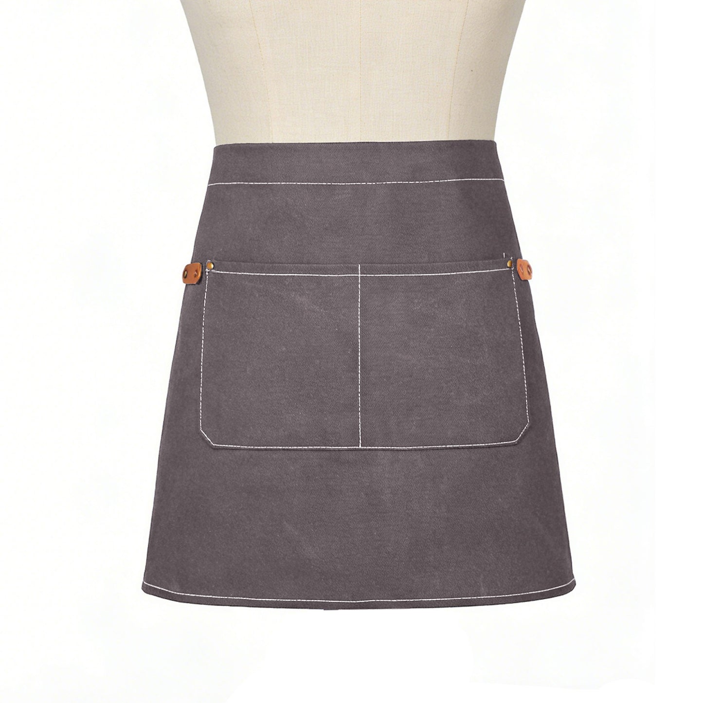 Waist Apron Cotton Work Apron with Multi Pocket Utility Design Adjustable Tie for Cooking Server
