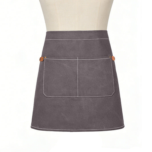 Waist Apron Cotton Work Apron with Multi Pocket Utility Design Adjustable Tie for Cooking Server