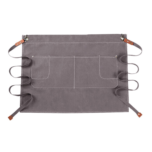 Waist Apron Cotton Work Apron with Multi Pocket Utility Design Adjustable Tie for Cooking Server