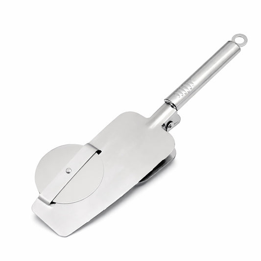 Stainless Steel Pizza Cutter and Server Spatula with Rolling Blade Foldable Handle Kitchen Tool