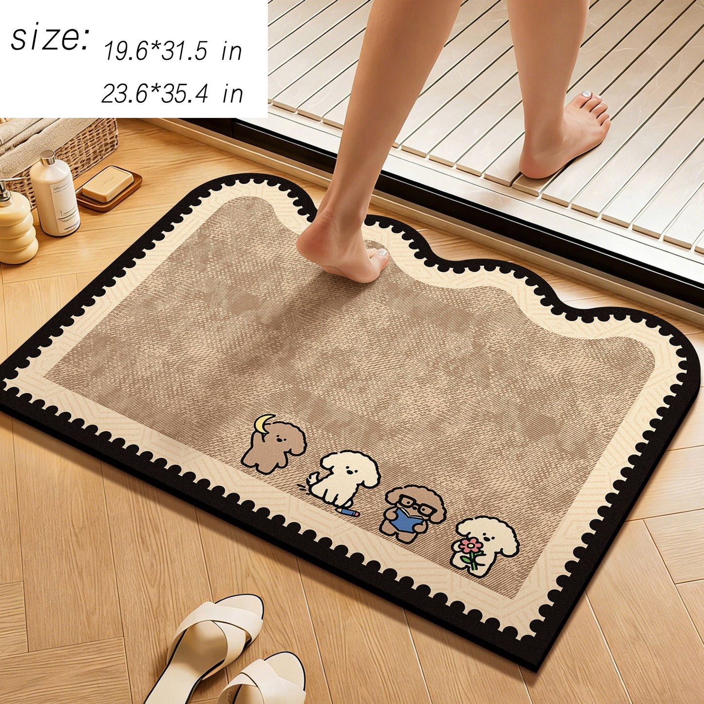 Diatomite Bath Mat Soft Suede Surface Quick Dry Absorbent Bathroom Floor Mat