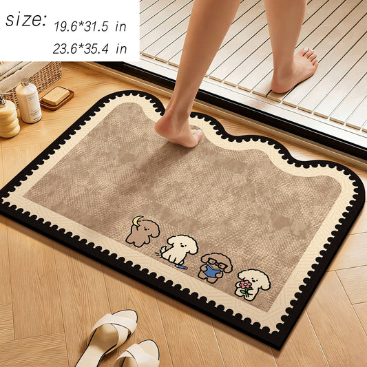 Diatomite Bath Mat Soft Suede Surface Quick Dry Absorbent Bathroom Floor Mat