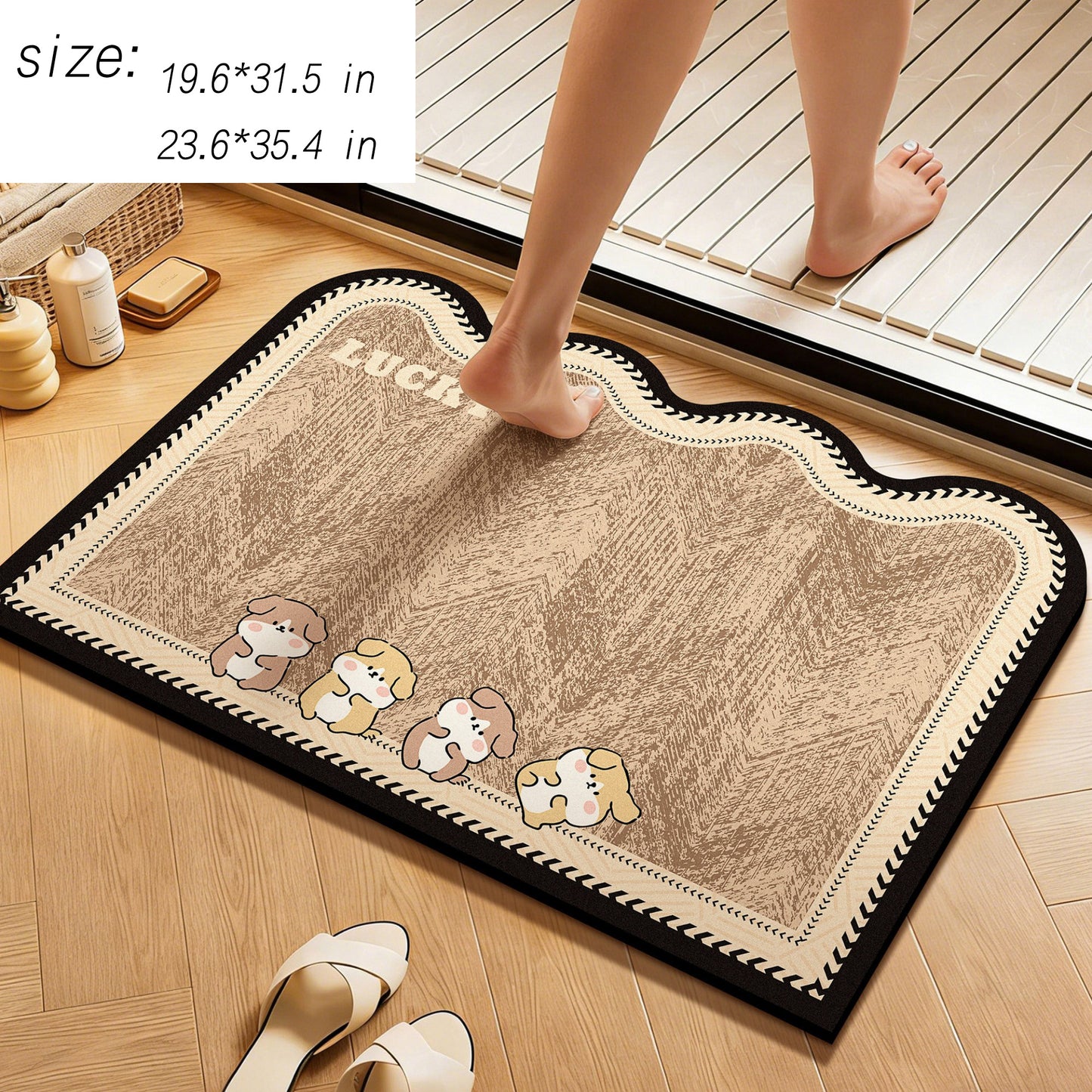 Diatomite Bath Mat Soft Suede Surface Quick Dry Absorbent Bathroom Floor Mat
