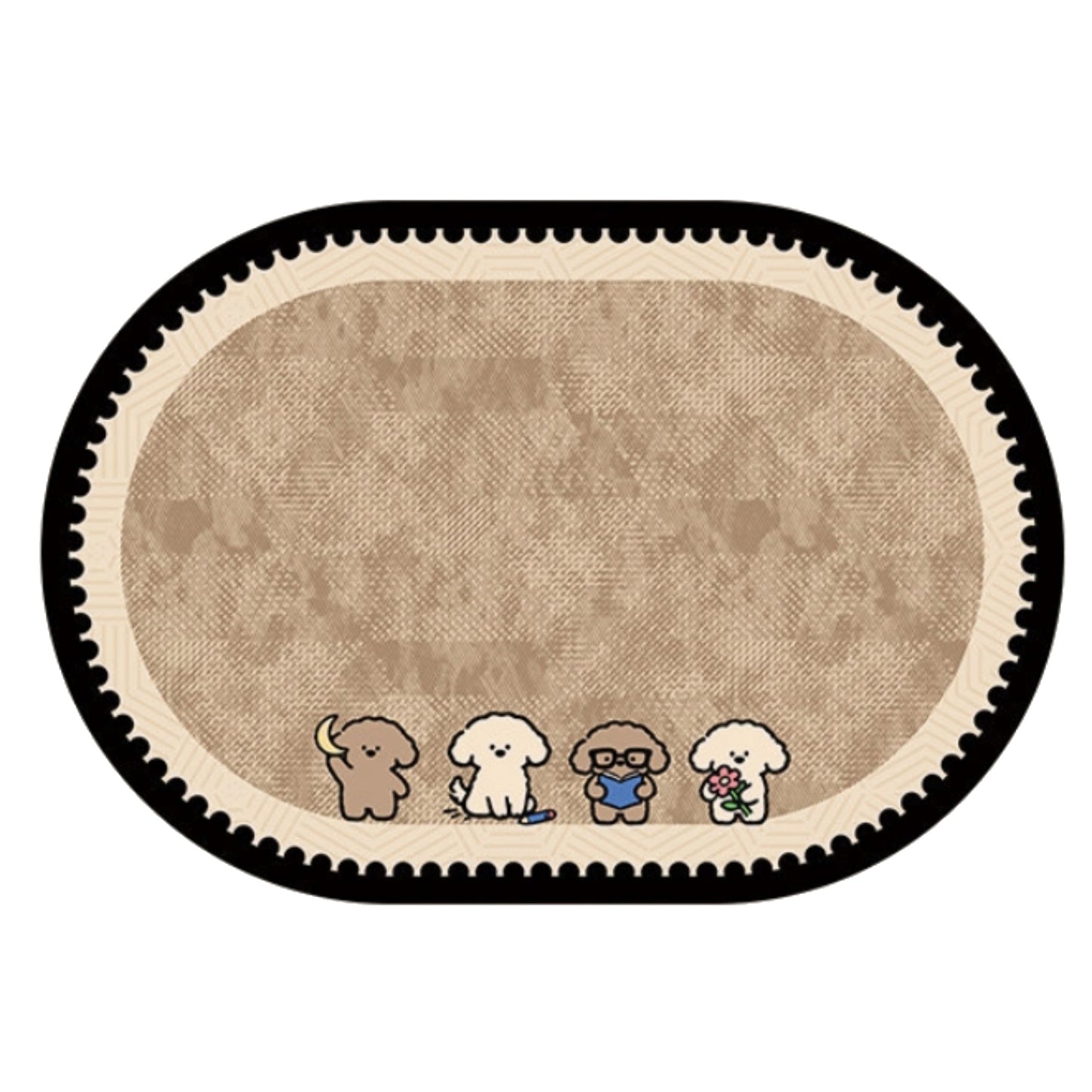 Oval Diatomite Bath Mat Soft Suede Surface Quick Dry Cute Cartoon Bathroom Floor Mat