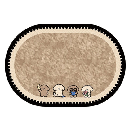 Oval Diatomite Bath Mat Soft Suede Surface Quick Dry Cute Cartoon Bathroom Floor Mat