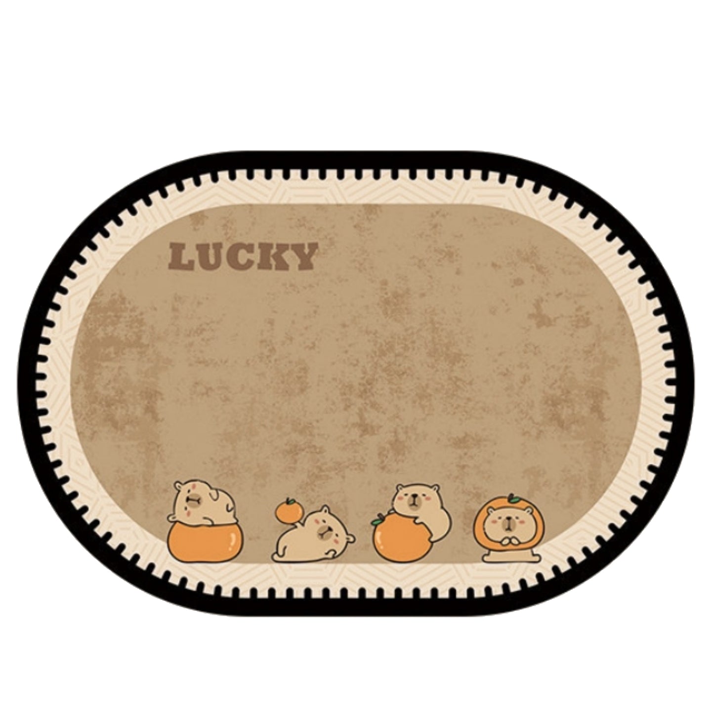 Oval Diatomite Bath Mat Soft Suede Surface Quick Dry Cute Cartoon Bathroom Floor Mat