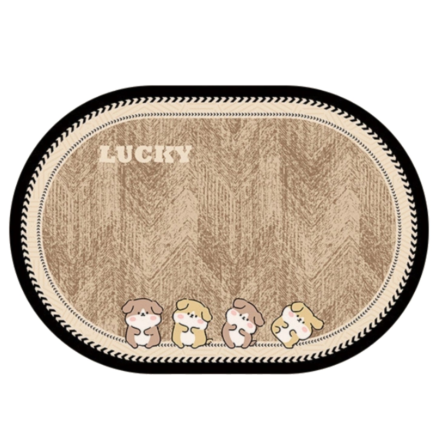 Oval Diatomite Bath Mat Soft Suede Surface Quick Dry Cute Cartoon Bathroom Floor Mat