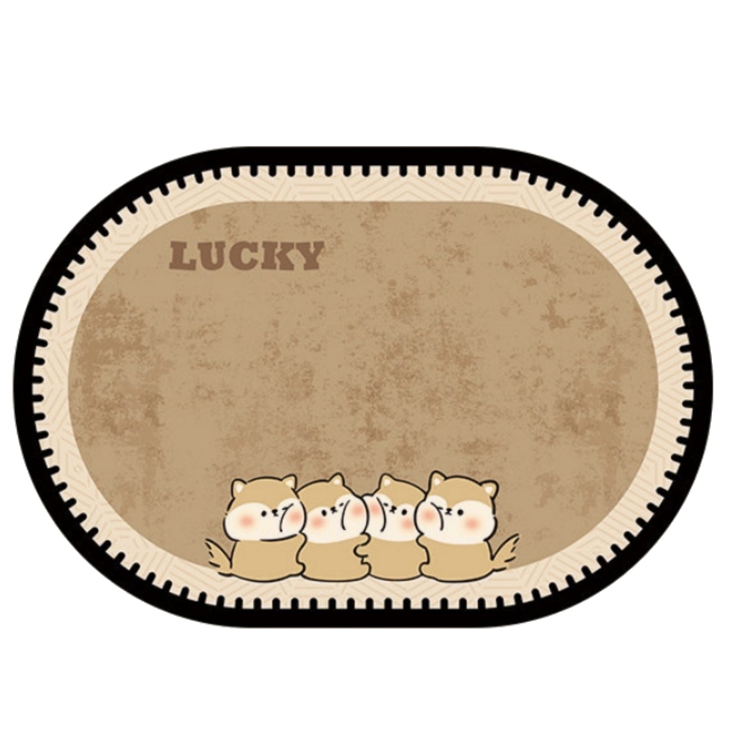 Oval Diatomite Bath Mat Soft Suede Surface Quick Dry Cute Cartoon Bathroom Floor Mat