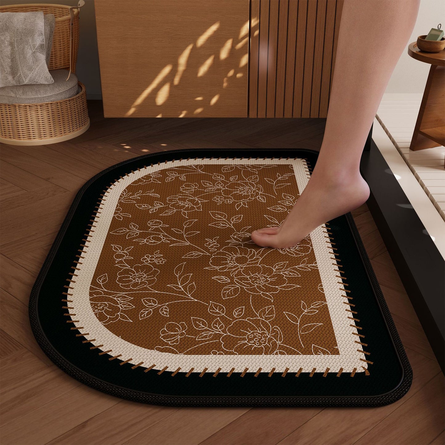 Diatomite Bath Mat Soft Suede Surface Quick Dry Minimalist Bathroom Floor Mat