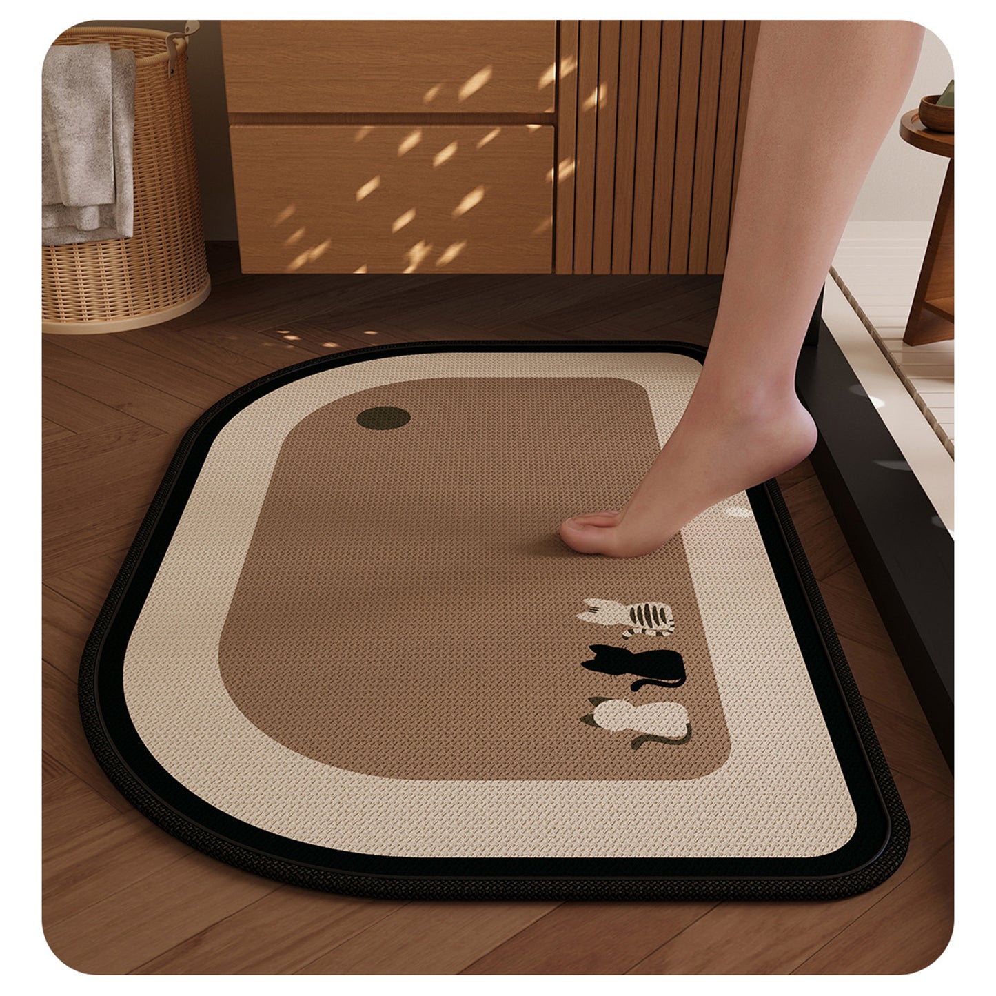 Diatomite Bath Mat Soft Suede Surface Quick Dry Minimalist Bathroom Floor Mat