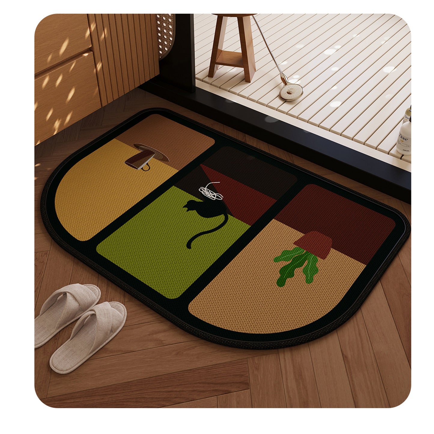 Diatomite Bath Mat Soft Suede Surface Quick Dry Minimalist Bathroom Floor Mat