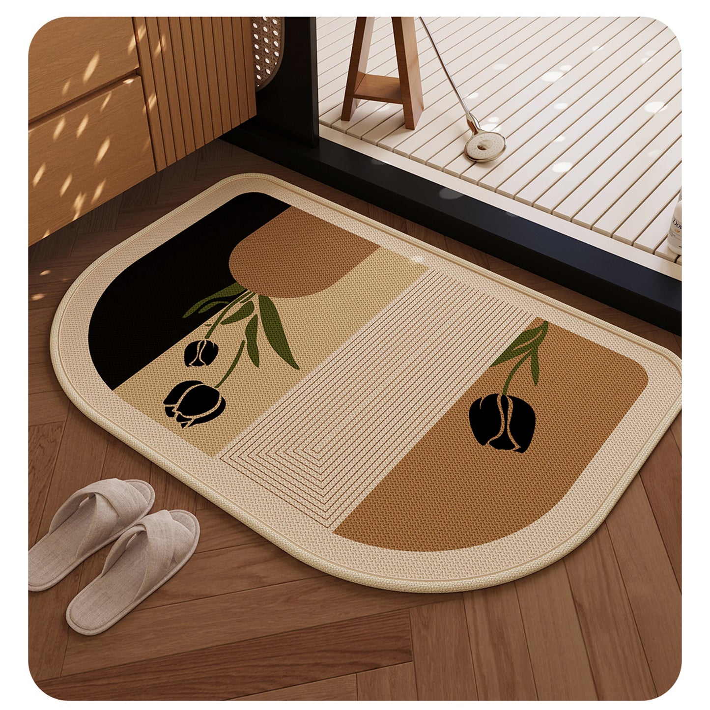 Diatomite Bath Mat Soft Suede Surface Quick Dry Minimalist Bathroom Floor Mat
