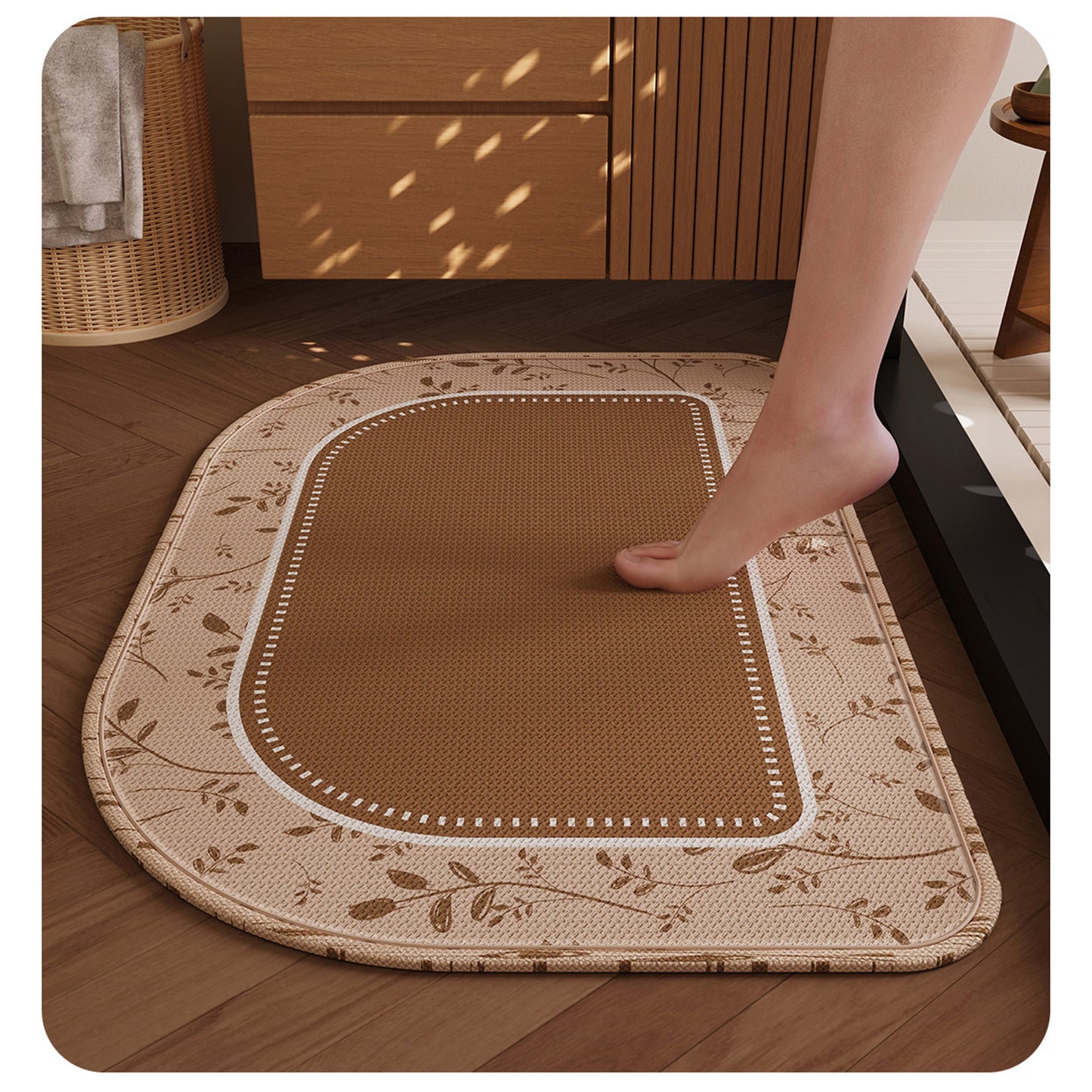 Diatomite Bath Mat Soft Suede Surface Quick Dry Minimalist Bathroom Floor Mat