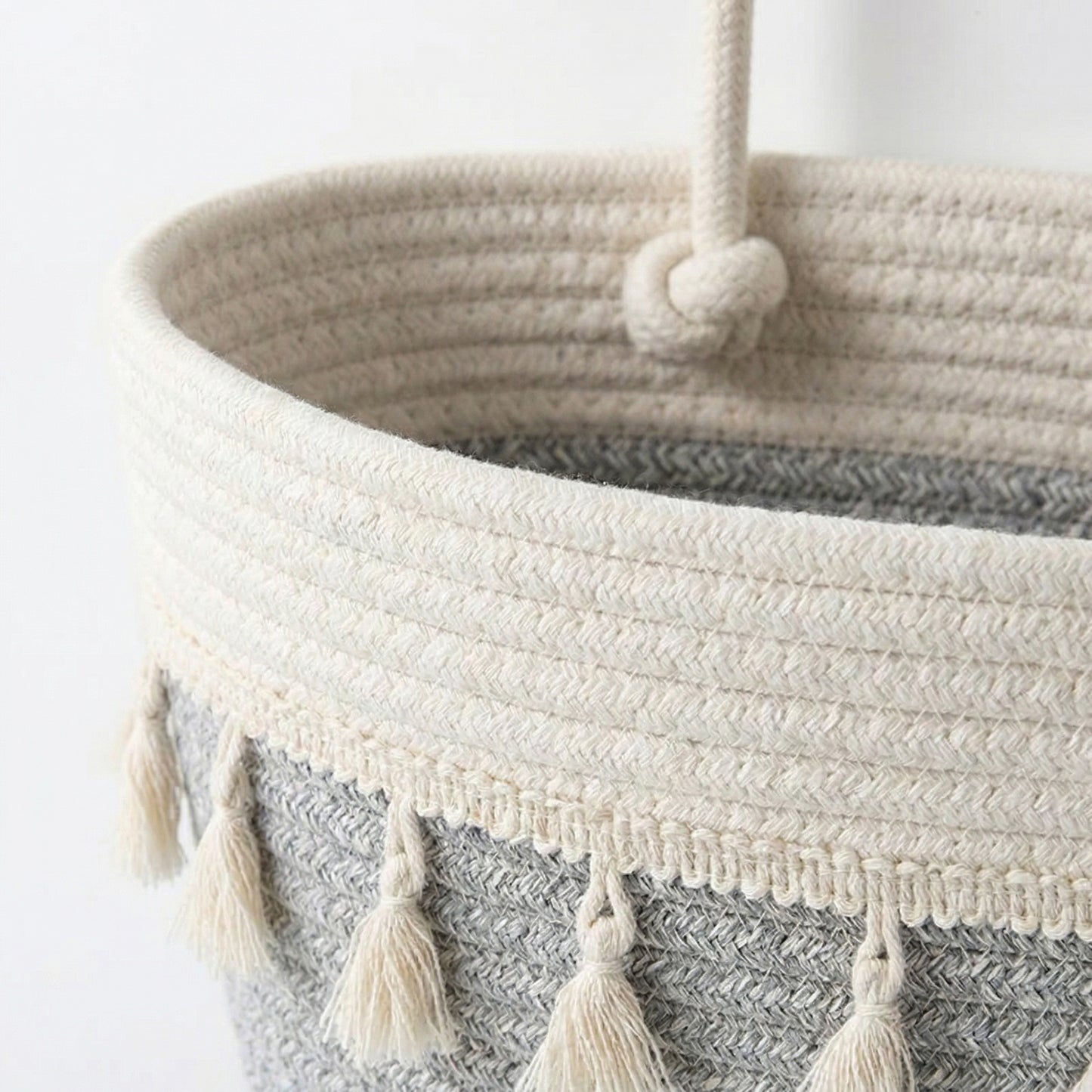 3 Tier Hanging Storage Basket Cotton Rope Wall Organizer Tassel Decorative Storage