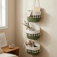 3 Tier Hanging Storage Basket Cotton Rope Wall Organizer Tassel Decorative Storage