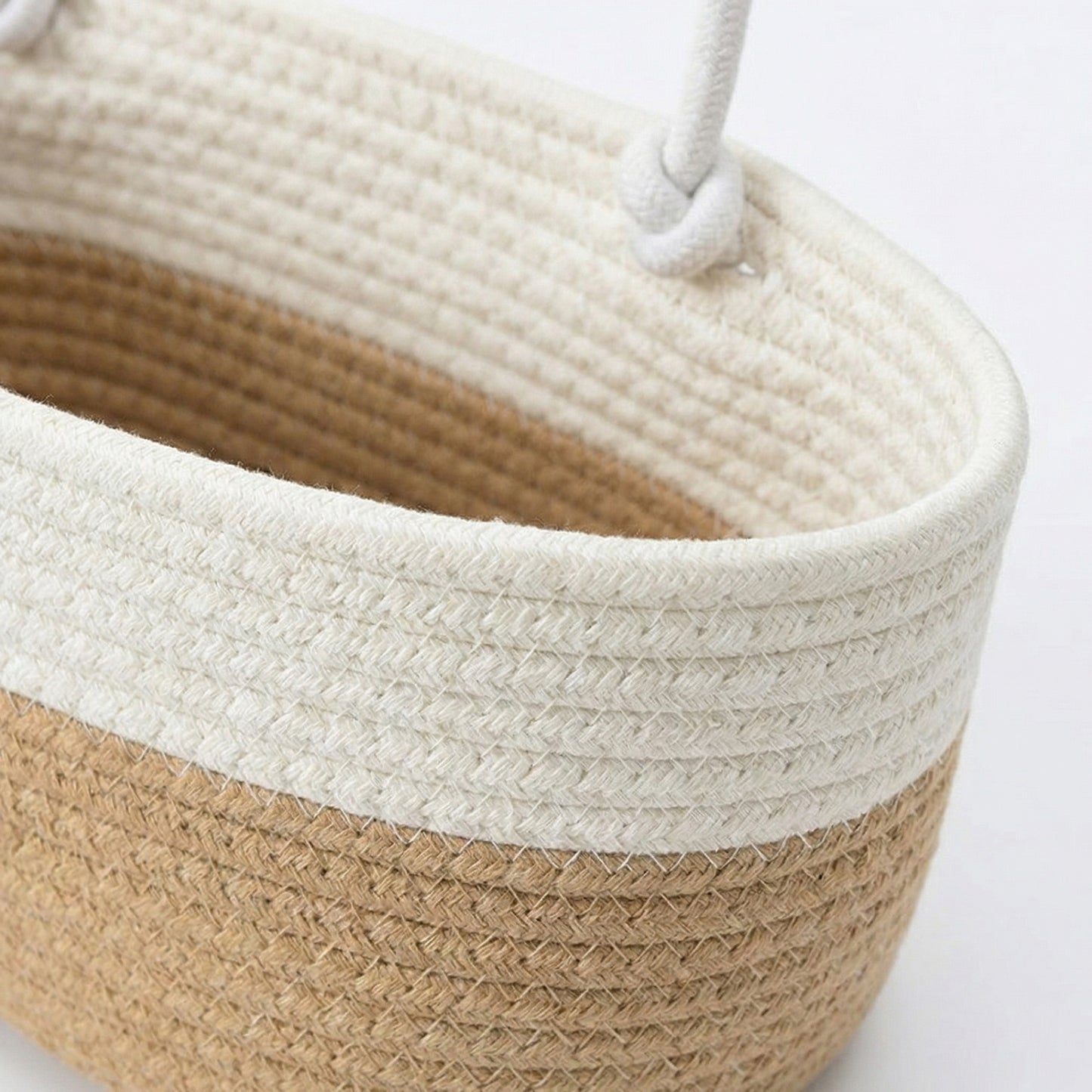 2 Tier Hanging Storage Basket Cotton Rope Wall Organizer Modern Neutral Storage