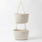 2 Tier Hanging Storage Basket Cotton Rope Wall Organizer Modern Neutral Storage