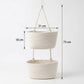2 Tier Hanging Storage Basket Cotton Rope Wall Organizer Modern Neutral Storage