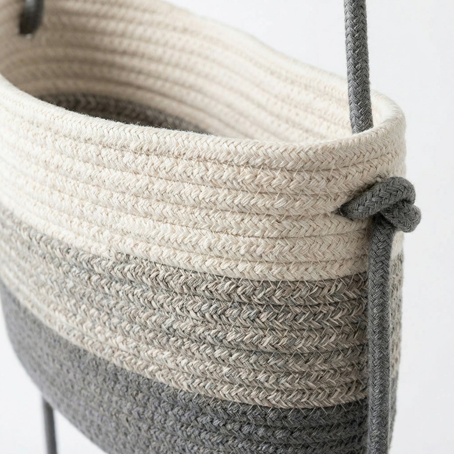 3 Tier Hanging Storage Basket Cotton Rope Wall Organizer Neutral Space Saving Storage