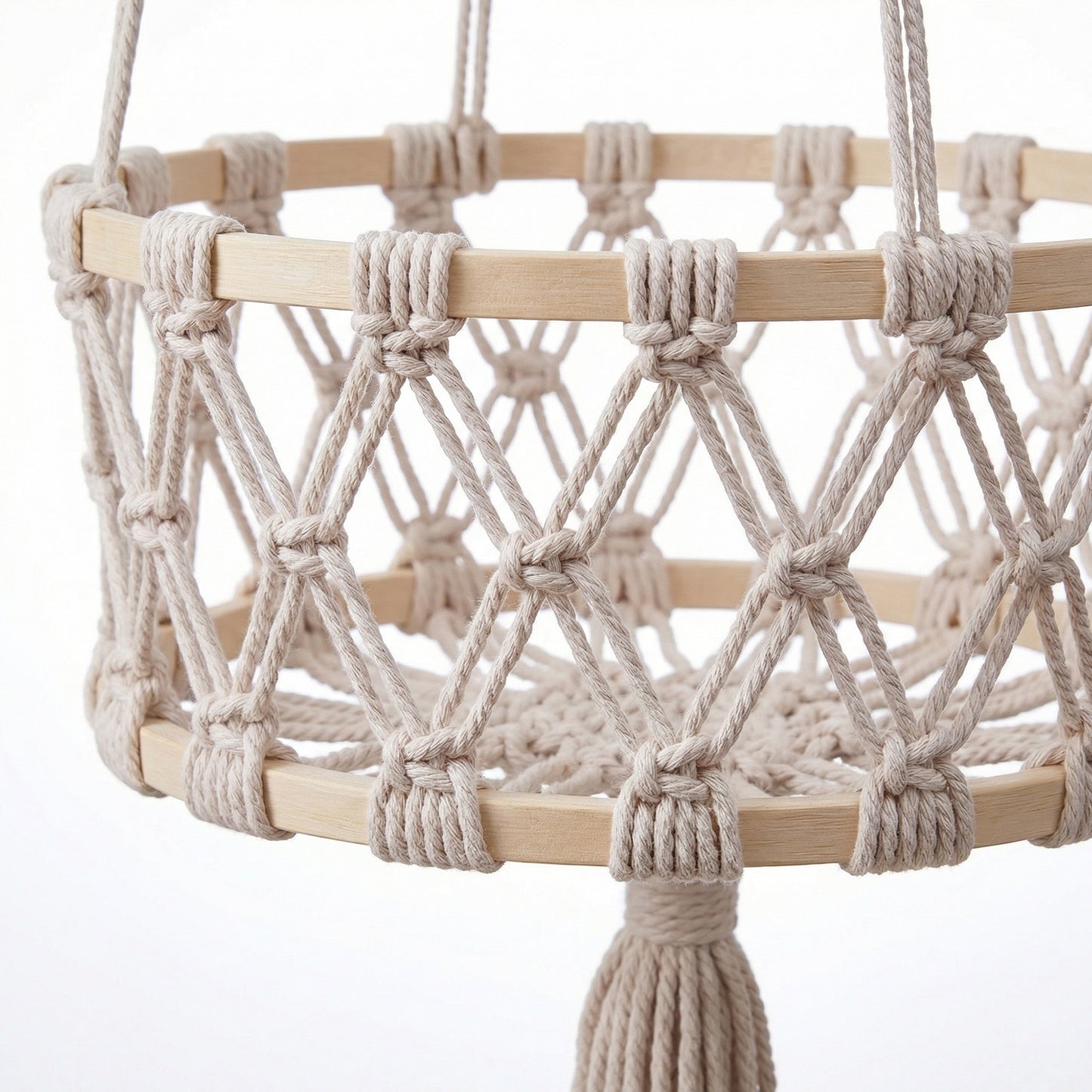 3 Tier Macrame Hanging Storage Basket Cotton Rope Wall Organizer Boho Space Saving Storage