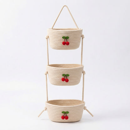 3 Tier Hanging Wall Storage Basket Organizer Decorative Vertical Storage for Bedroom Kitchen