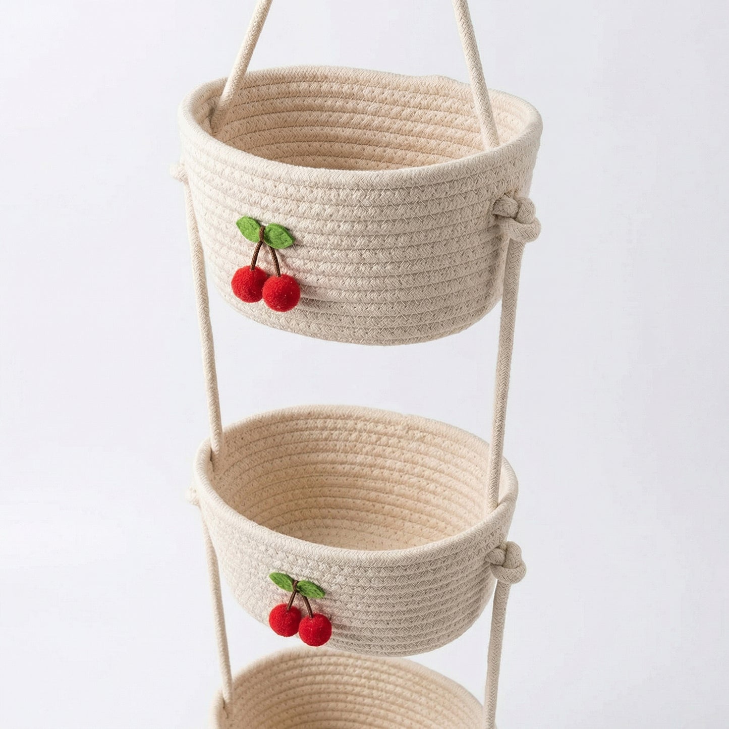 3 Tier Hanging Wall Storage Basket Organizer Decorative Vertical Storage for Bedroom Kitchen