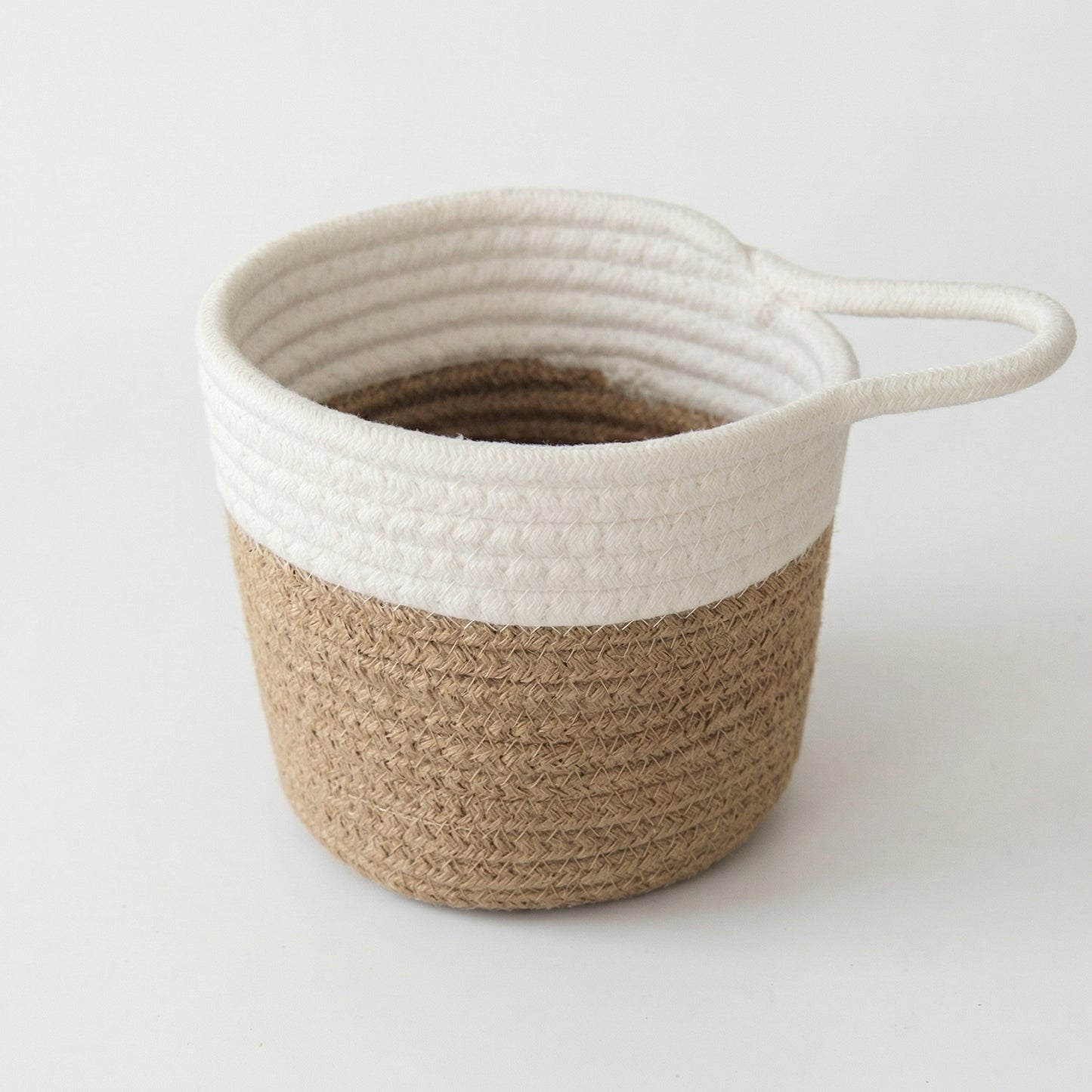 Small Hanging Storage Basket with Handle Woven Style Organizer for Bathroom Bedroom Entryway
