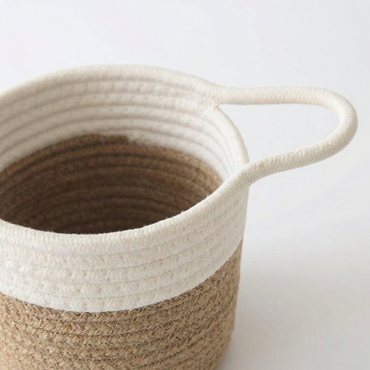 Small Hanging Storage Basket with Handle Woven Style Organizer for Bathroom Bedroom Entryway