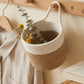 Small Hanging Storage Basket with Handle Woven Style Organizer for Bathroom Bedroom Entryway