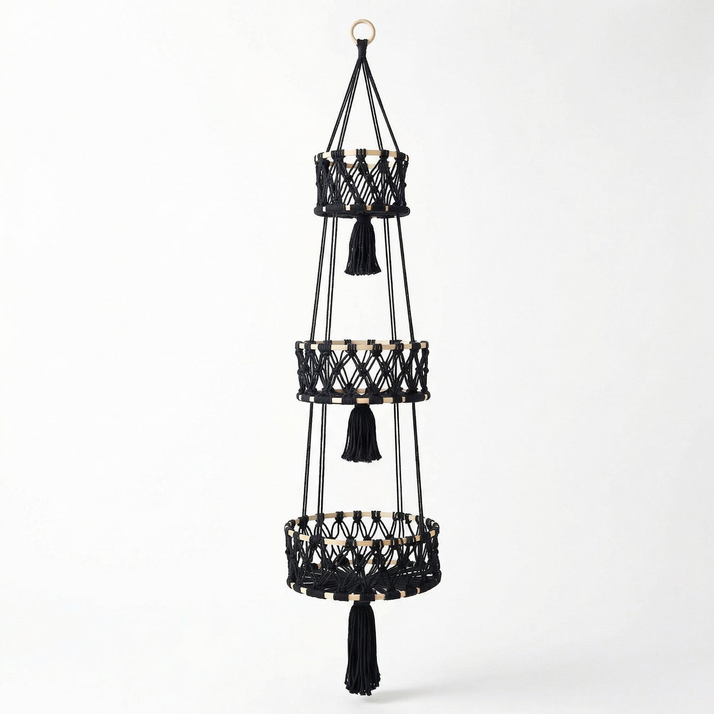 Three Tier Hanging Storage Organizer Macrame Style Basket for Plants Bathroom Kitchen Bedroom