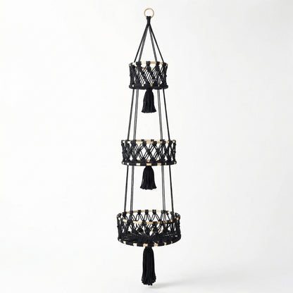 Three Tier Hanging Storage Organizer Macrame Style Basket for Plants Bathroom Kitchen Bedroom
