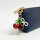 3 Pcs Cherry Charm Clip Set with Faux Pearl Accent Decorative Bag Charm Keychain Accessory
