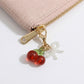 3 Pcs Cherry Charm Clip Set with Faux Pearl Accent Decorative Bag Charm Keychain Accessory