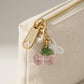 3 Pcs Cherry Charm Clip Set with Faux Pearl Accent Decorative Bag Charm Keychain Accessory