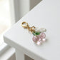 3 Pcs Cherry Charm Clip Set with Faux Pearl Accent Decorative Bag Charm Keychain Accessory