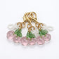 3 Pcs Cherry Charm Clip Set with Faux Pearl Accent Decorative Bag Charm Keychain Accessory