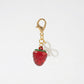 3 Pcs Cherry Charm Clip Set with Faux Pearl Accent Decorative Bag Charm Keychain Accessory