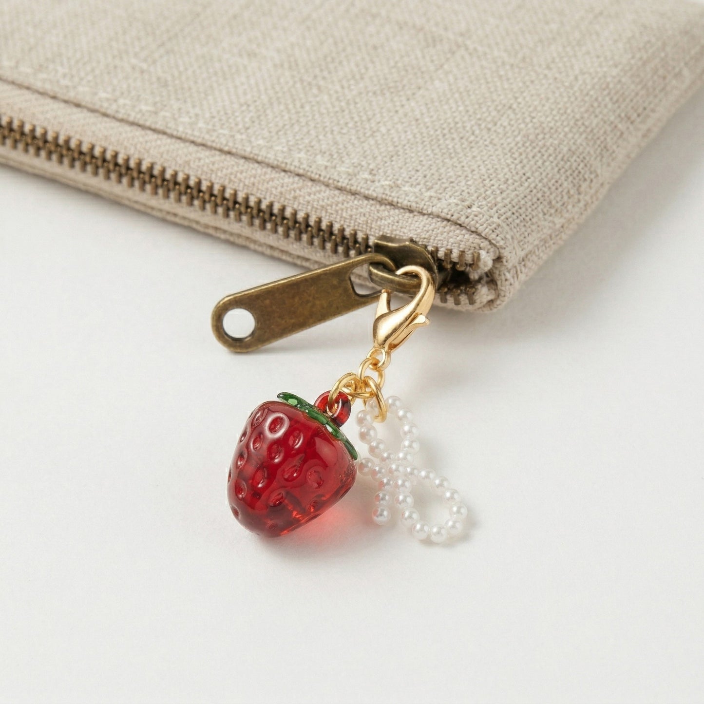3 Pcs Cherry Charm Clip Set with Faux Pearl Accent Decorative Bag Charm Keychain Accessory