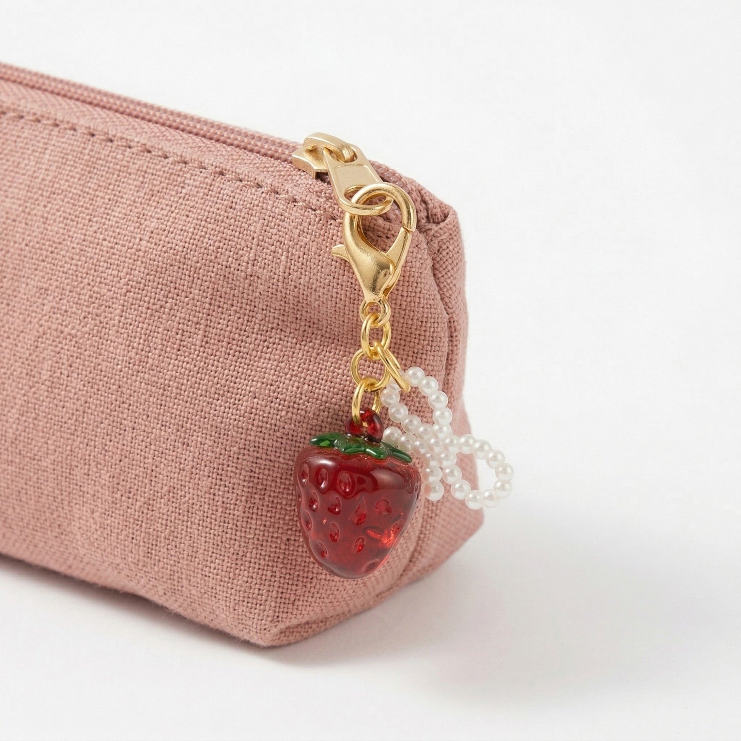 3 Pcs Cherry Charm Clip Set with Faux Pearl Accent Decorative Bag Charm Keychain Accessory