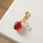 3 Pcs Cherry Charm Clip Set with Faux Pearl Accent Decorative Bag Charm Keychain Accessory