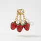 3 Pcs Cherry Charm Clip Set with Faux Pearl Accent Decorative Bag Charm Keychain Accessory